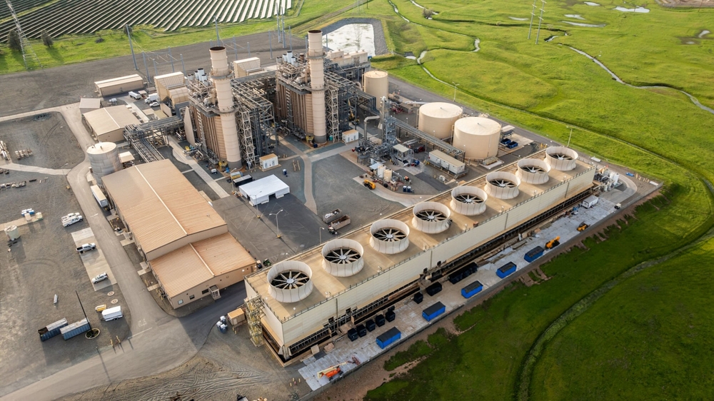 Aerial view of a combined-cycle power generation facility